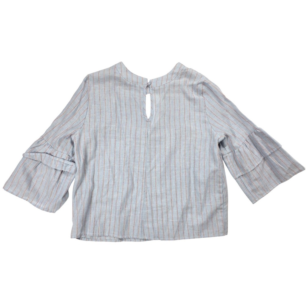 Urban Romantics Light Blue Coral Stitched Top Bell Tunic Women's Size Small - Picture 2 of 4
